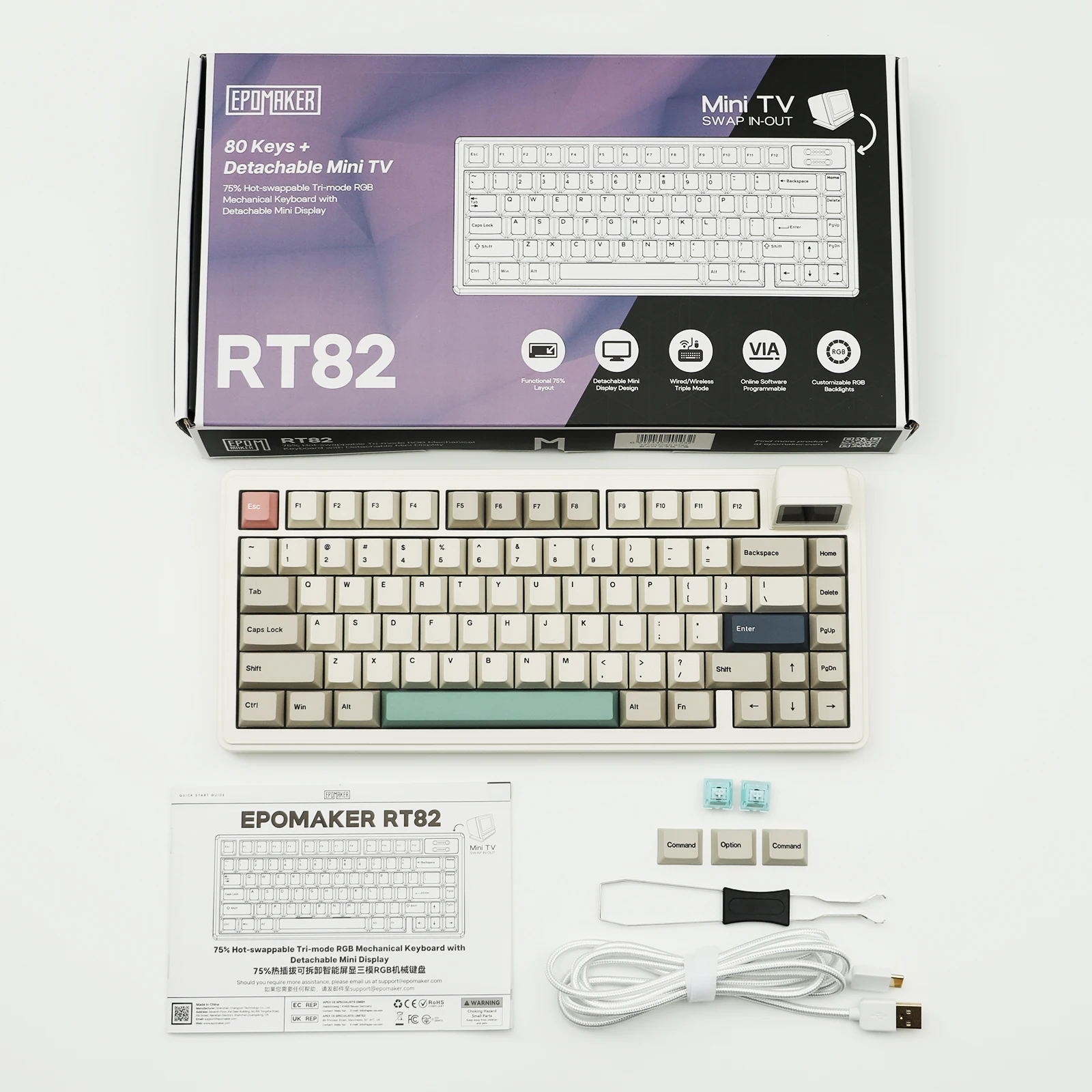 EPOMAKER RT82 Clavier mécanique 75% Tri-Mode (QMK/VIA) – Image 4